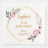 さくらんぼブロッサム21th誕生日ディナーパーティーナプキンス (正面)