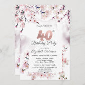 さくらんぼブロッサム40歳の誕生日 招待状 (正面/裏面)