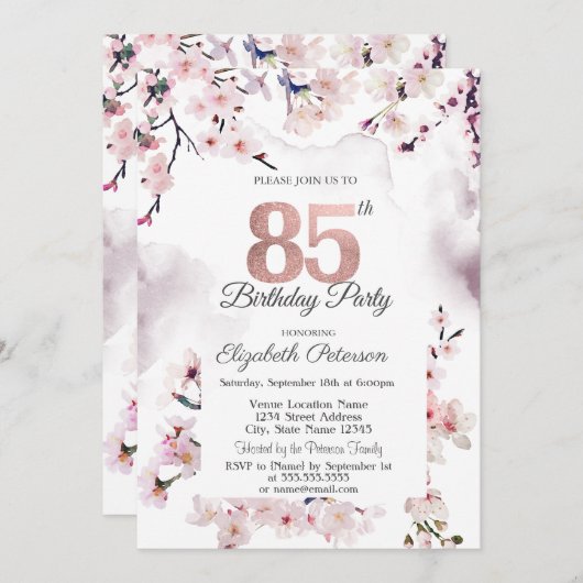 さくらんぼブロッサム85誕生日 招待状 (正面/裏面)