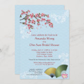 さくらんぼブロッサム&ファンディムサムブルーブライダルシャワー 招待状 (正面/裏面)