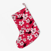 さくらんぼブロッサム – 桜（赤） スモールクリスマスストッキング (裏面 (吊り時))