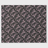 さくらんぼブロッサム – 黒 ラッピングペーパー (フラット)