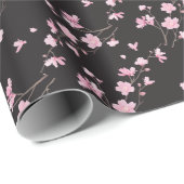 さくらんぼブロッサム – 黒 ラッピングペーパー (ロールコーナー)
