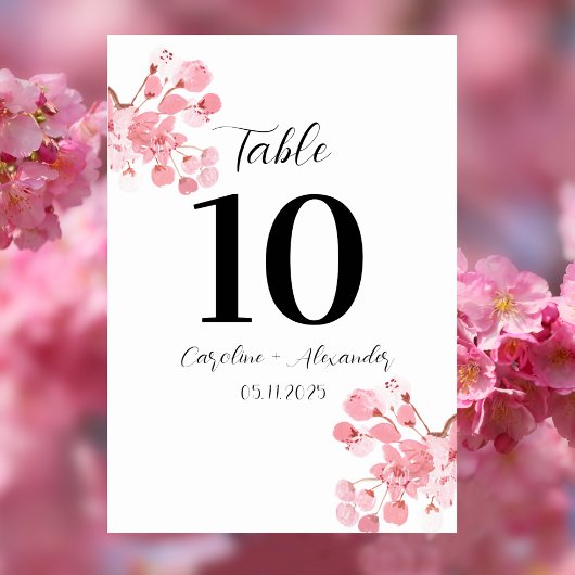 さくらんぼブロッズモダンオリエンタル結婚桜のテーブル テーブルナンバー
