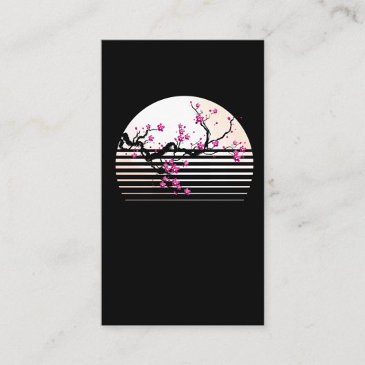 さくらんぼブロッソ日本のムレトロサンセット桜ツリー 名刺 (正面)