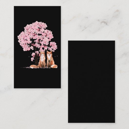 さくらんぼブロッ日本のサムキツネ 名刺 (正面/裏面)