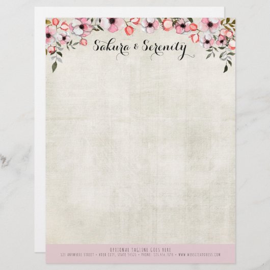 さくらんぼブロッ素朴サム桜天然水彩 レターヘッド (正面/裏面)