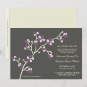 さくらんぼブロモダンッサム結婚式招待状:紫 招待状 (正面/裏面)