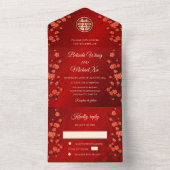 さくらんぼブ中国のロ結婚ズ オールインワン招待状 (内側)