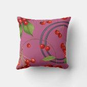 さくらんぼプリントパターン |ピンク クッション (裏面)