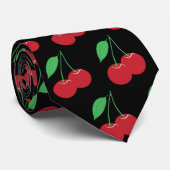 さくらんぼプリントブラック ネクタイ (ロール)