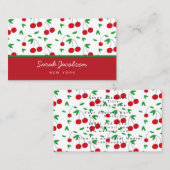 さくらんぼプリントレトロモダンラグジュアリー 名刺 (正面/裏面)