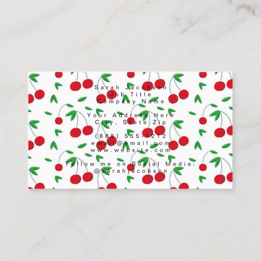 さくらんぼプリントレトロモダンラグジュアリー 名刺 (裏面)