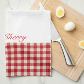 さくらんぼプレイドキッチンタオル キッチンタオル (四つ折り)