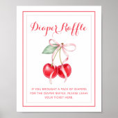 さくらんぼベビーシャワーおむつラッフルサイン ポスター (正面)