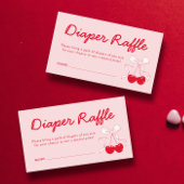 さくらんぼベビーシャワーおむつラッフルチケット エンクロージャーカード