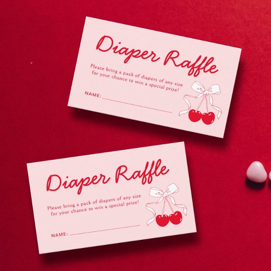 さくらんぼベビーシャワーおむつラッフルチケット エンクロージャーカード