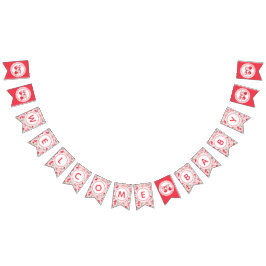 さくらんぼベビーシャワーウェルカムバナーデコレーション バンティングフラッグ