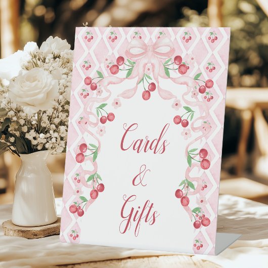 さくらんぼベビーシャワーカード&ギフト 台座サイン