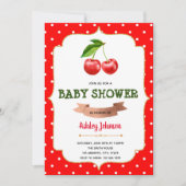 さくらんぼベビーシャワーテーマの招待 招待状 (正面)