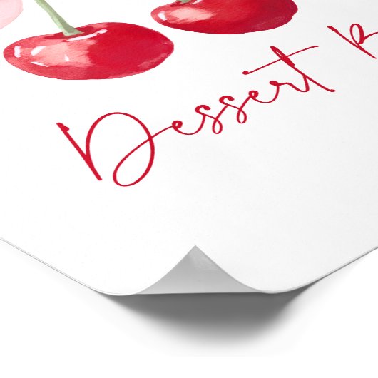 さくらんぼベビーシャワーデザートバーサイン ポスター (角)