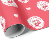 さくらんぼベビーシャワーラッピング紙とハート ラッピングペーパー (ロールコーナー)