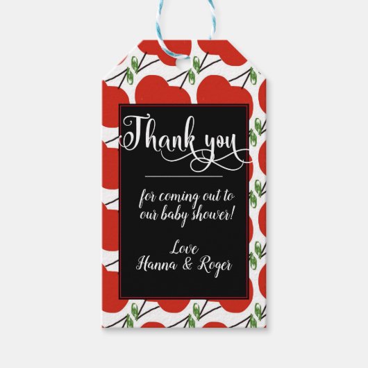 さくらんぼベビーシャワー双子ありがとう ギフトタグ (正面)