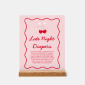 さくらんぼベビーシャワー深夜おむつゲーム アクリルサイン (正面)