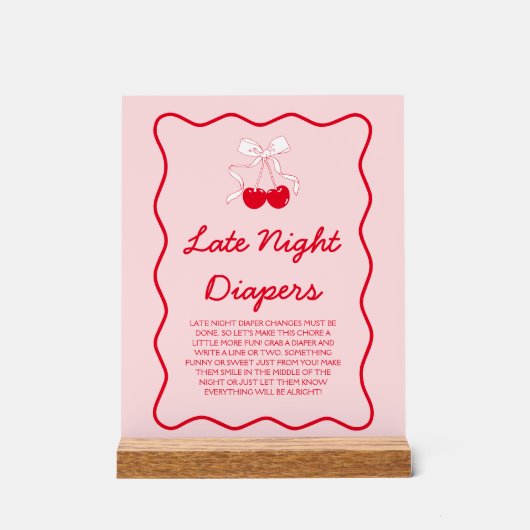 さくらんぼベビーシャワー深夜おむつゲーム アクリルサイン (正面)