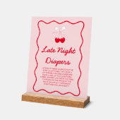 さくらんぼベビーシャワー深夜おむつゲーム アクリルサイン (傾斜)