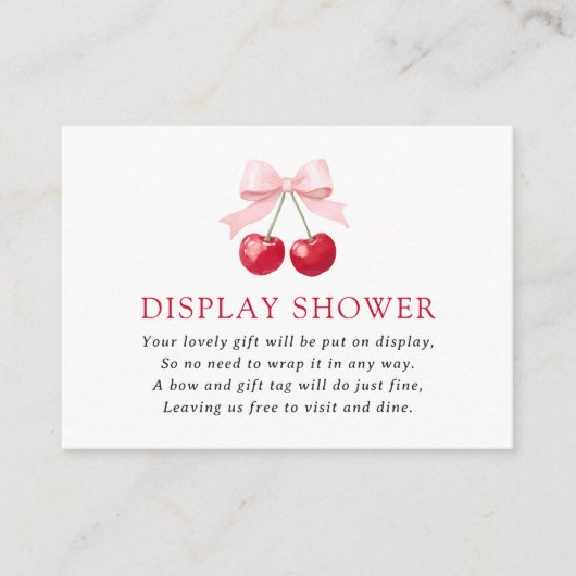 さくらんぼベビーシャワー表示シャワー エンクロージャーカード (正面)