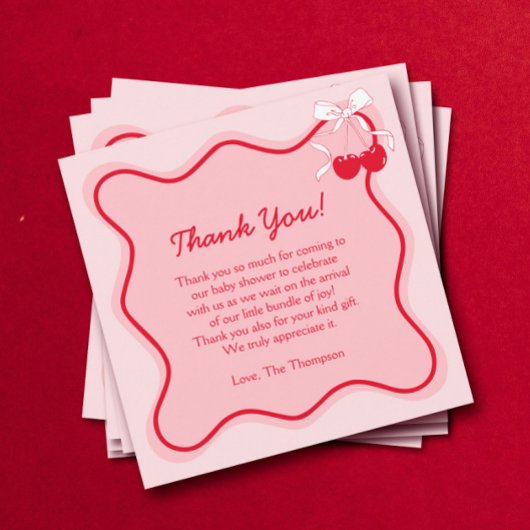 さくらんぼベビーシャワー サンキューカード