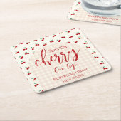 さくらんぼベビーシャワー スクエアペーパーコースター (アングル)