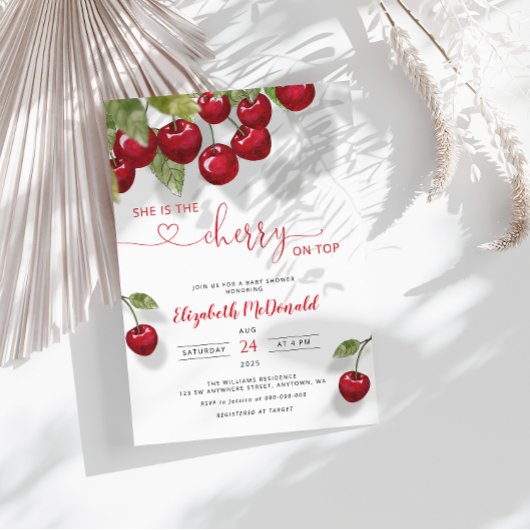 さくらんぼベビーシャワー |ベリースウィートベビー 招待状