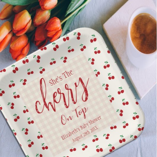 さくらんぼベビーシャワー ペーパープレート