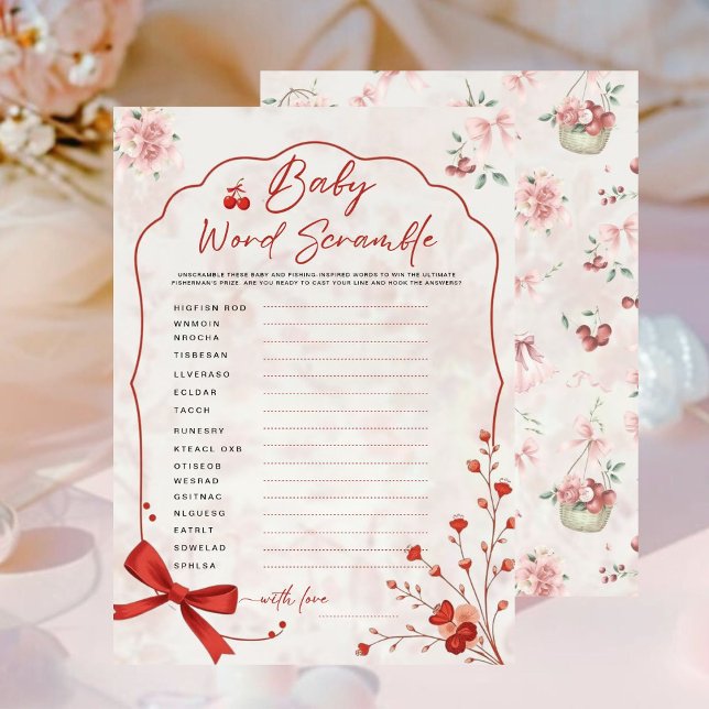 さくらんぼベビー単語スクランブルゲーム | ピンクの弓シャワー (クリエイターアップロード済み)