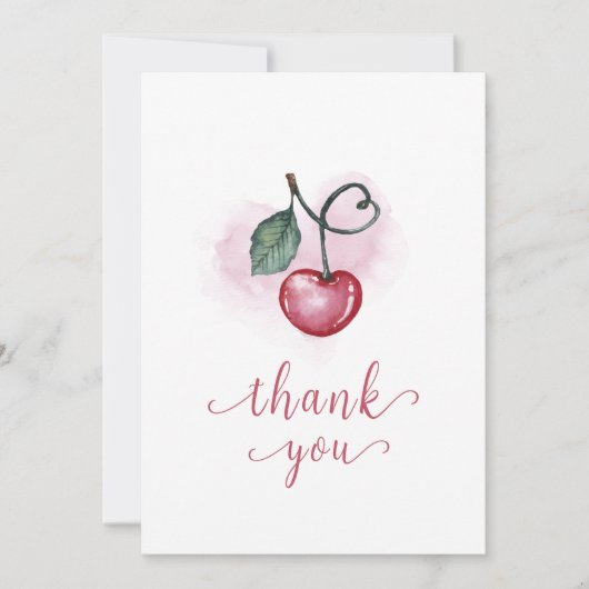 さくらんぼベリモダンースウィートベビーシャワー サンキューカード (正面)