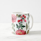 さくらんぼベリモダンー水彩花模様 コーヒーマグカップ (正面右)