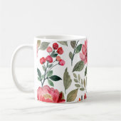 さくらんぼベリモダンー水彩花模様 コーヒーマグカップ (左)