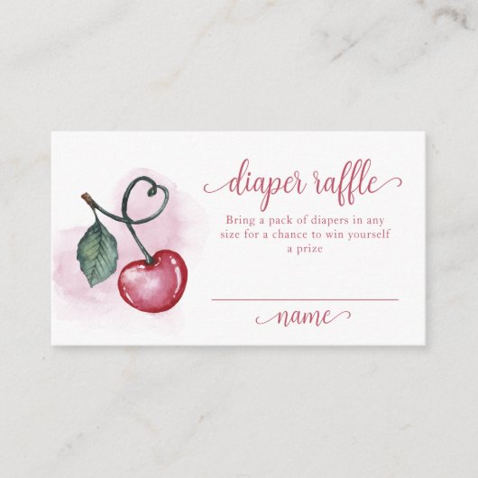 さくらんぼベリースイートアットおむつラッフルベビーシャワー エンクロージャーカード (正面)