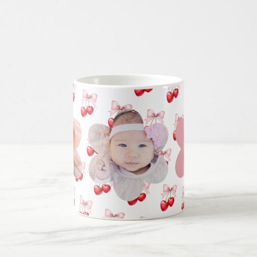 さくらんぼボウピンクの写真の子供 コーヒーマグカップ (中央)