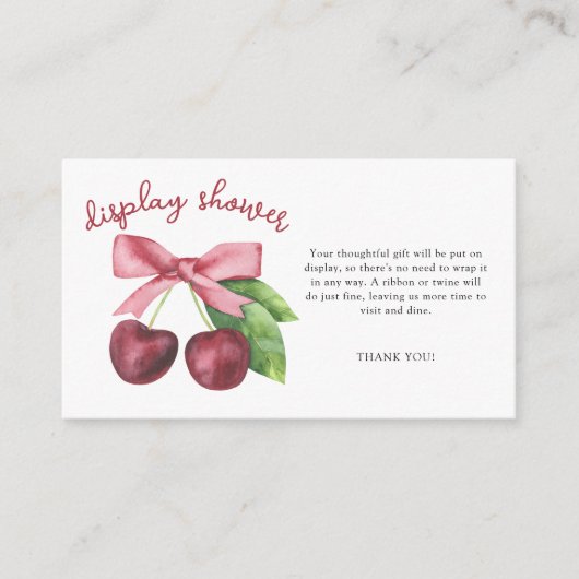 さくらんぼボウベイビーシャワー – ディスプレイシャワー エンクロージャーカード (正面)
