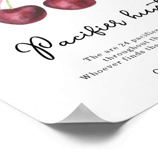 さくらんぼボウベビーシャワーおしゃぶり狩りゲーム ポスター (角)