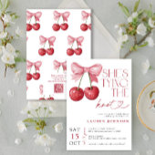 さくらんぼボウ彼女は結び目QRブライダルシャワー 招待状