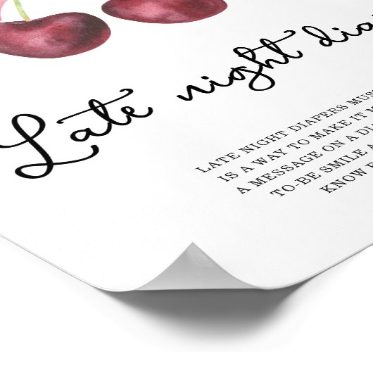 さくらんぼボウ赤ちゃんシャワー深夜おむつ ポスター (角)