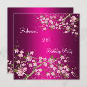 さくらんぼボッサム21stエレガントなバースデーパーティーピンク 招待状 (正面/裏面)