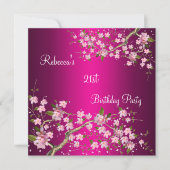 さくらんぼボッサム21stエレガントなバースデーパーティーピンク 招待状 (正面)