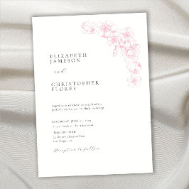 さくらんぼミニマルブロッサムピンクシック植物学結婚の 招待状