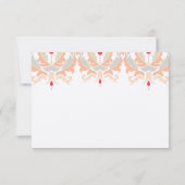 さくらんぼモダンピーチマッシュルームダマスウェディングRSVP 出欠カード (裏面)