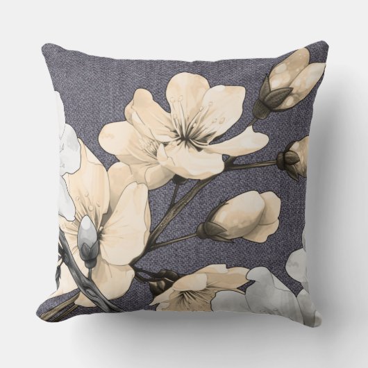 さくらんぼモダンフラップスオングレーデニム クッション (正面)